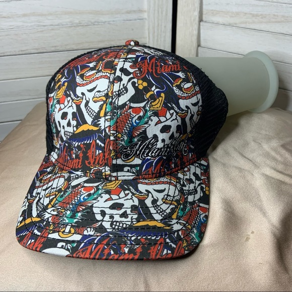 Miami Ink Other - Miami Ink Abstract Graffiti Skull Print Trucker Hat